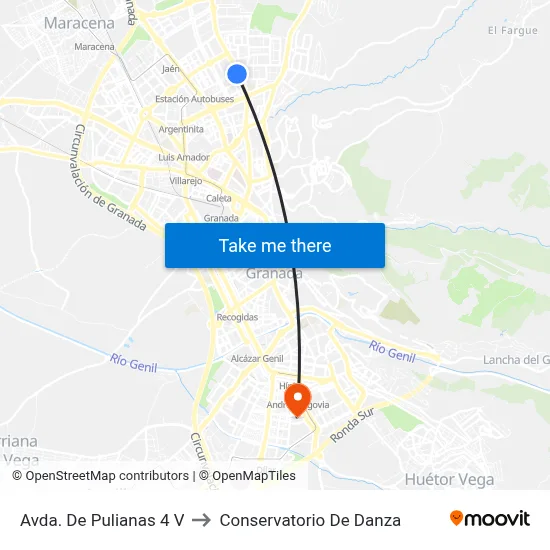 Avda. De Pulianas 4 V to Conservatorio De Danza map