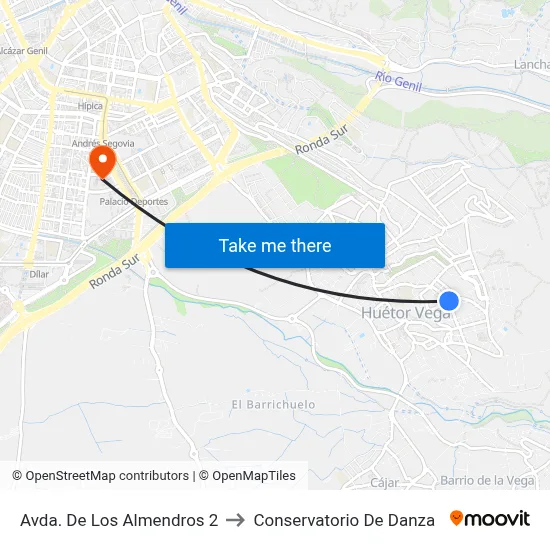 Avda. De Los Almendros 2 to Conservatorio De Danza map