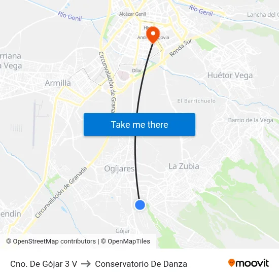 Cno. De Gójar 3 V to Conservatorio De Danza map