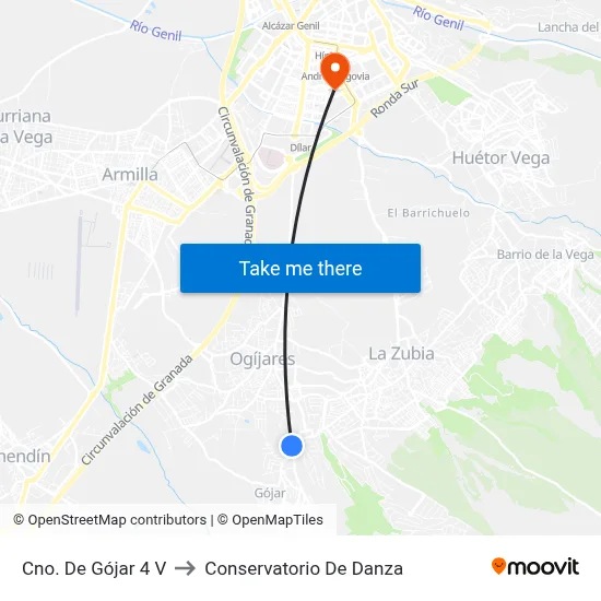 Cno. De Gójar 4 V to Conservatorio De Danza map
