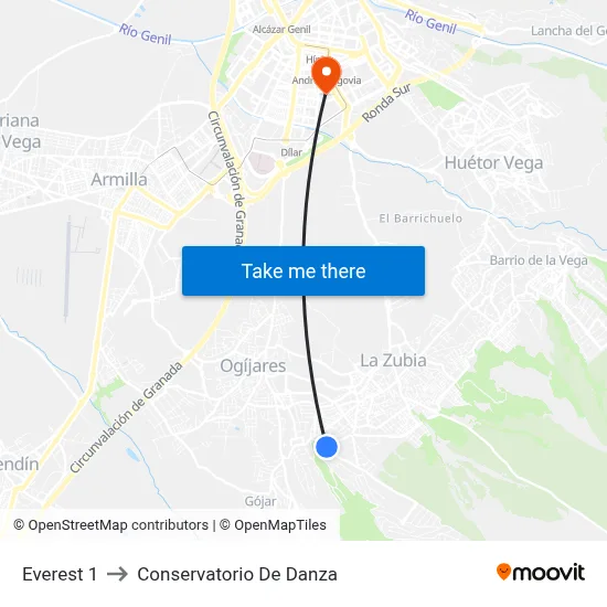 Everest 1 to Conservatorio De Danza map
