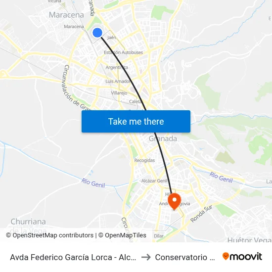 Avda Federico García Lorca - Alcalde Díaz Berbel to Conservatorio De Danza map