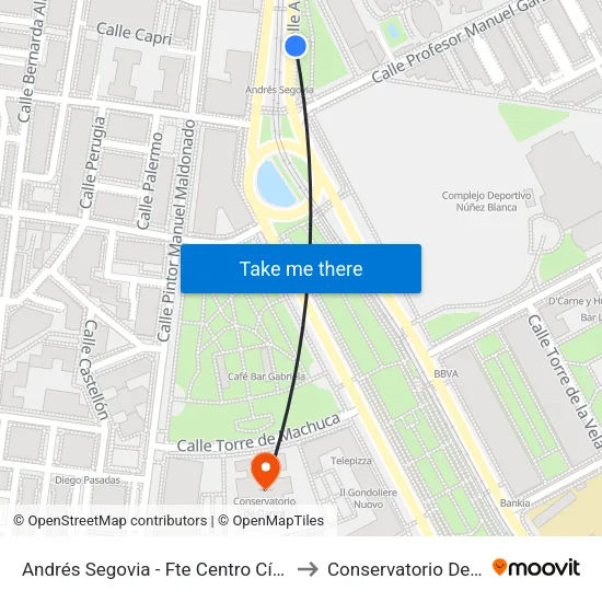Andrés Segovia - Fte Centro Cívico Zaidín to Conservatorio De Danza map