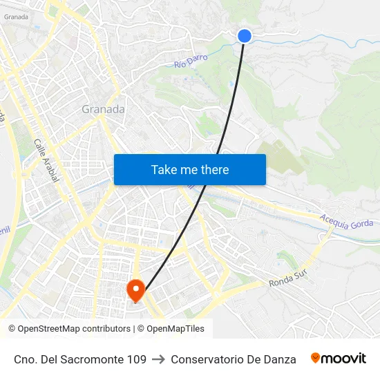 Cno. Del Sacromonte 109 to Conservatorio De Danza map