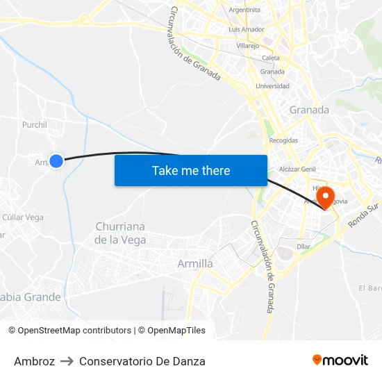 Ambroz to Conservatorio De Danza map