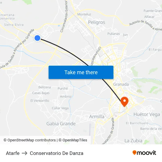 Atarfe to Conservatorio De Danza map