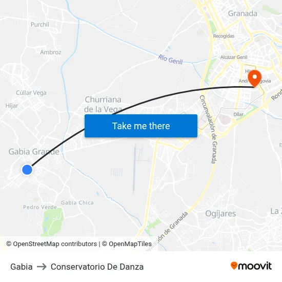 Gabia to Conservatorio De Danza map
