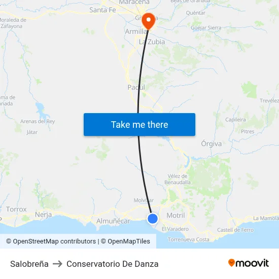 Salobreña to Conservatorio De Danza map