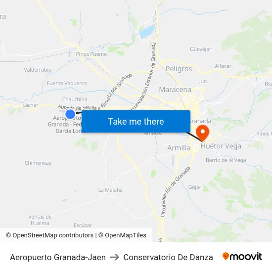 Aeropuerto Granada-Jaen to Conservatorio De Danza map