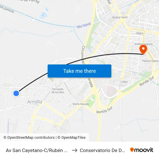 Av San Cayetano-C/Rubén Darío to Conservatorio De Danza map