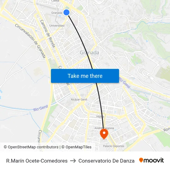 R.Marín Ocete-Comedores to Conservatorio De Danza map