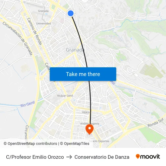 C/Profesor Emilio Orozco to Conservatorio De Danza map