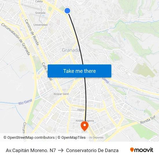 Av.Capitán Moreno. N7 to Conservatorio De Danza map
