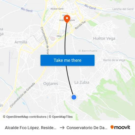 Alcalde Fco López. Residencia to Conservatorio De Danza map