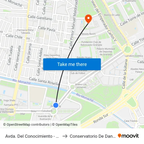 Avda. Del Conocimiento - Pts to Conservatorio De Danza map