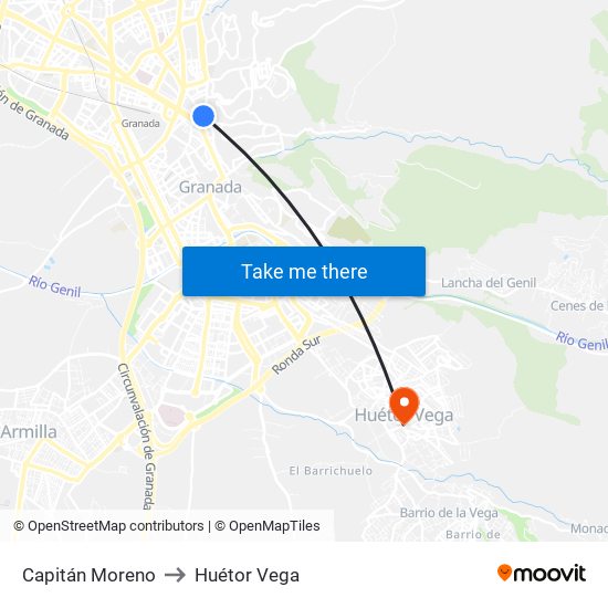 Capitán Moreno to Huétor Vega map