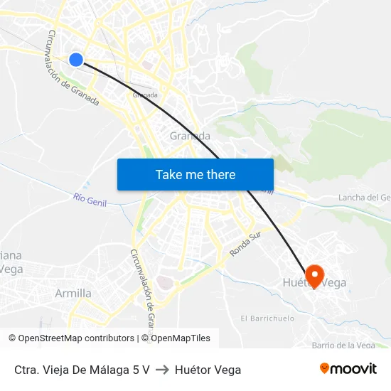 Ctra. Vieja De Málaga 5 V to Huétor Vega map