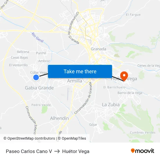 Paseo Carlos Cano V to Huétor Vega map