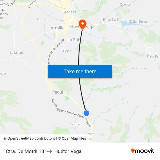Ctra. De Motril 13 to Huétor Vega map