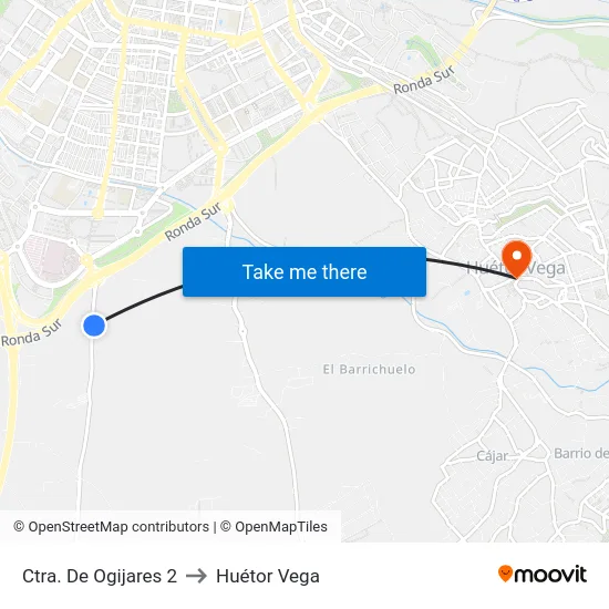 Ctra. De Ogijares 2 to Huétor Vega map