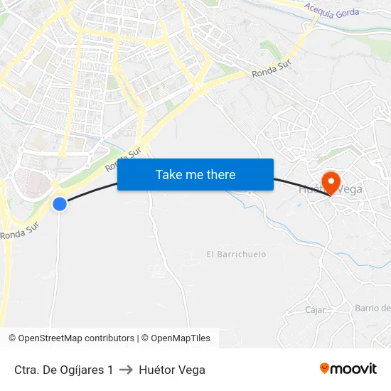 Ctra. De Ogíjares 1 to Huétor Vega map