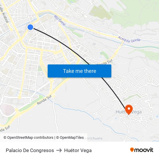 Palacio De Congresos to Huétor Vega map