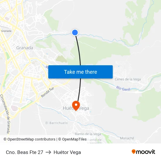 Cno. Beas Fte 27 to Huétor Vega map