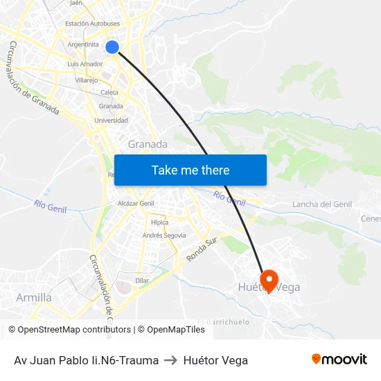 Av Juan Pablo Ii.N6-Trauma to Huétor Vega map