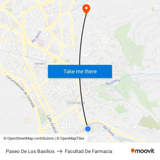 Paseo De Los Basilios to Facultad De Farmacia map