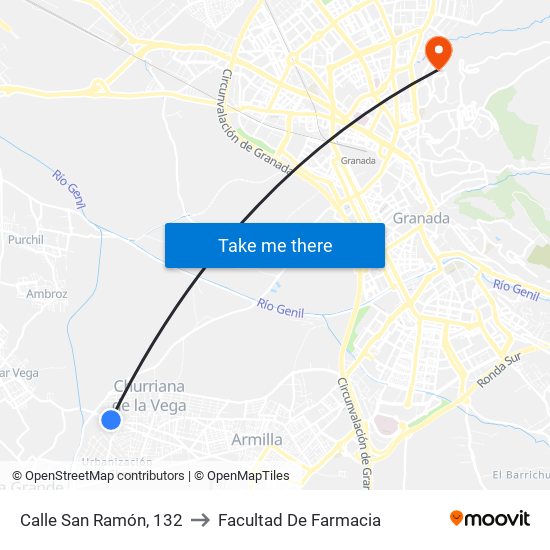 Calle San Ramón, 132 to Facultad De Farmacia map