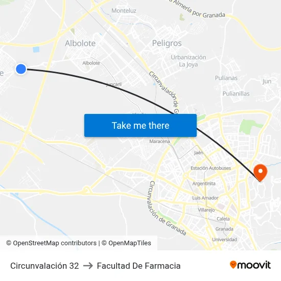 Circunvalación 32 to Facultad De Farmacia map
