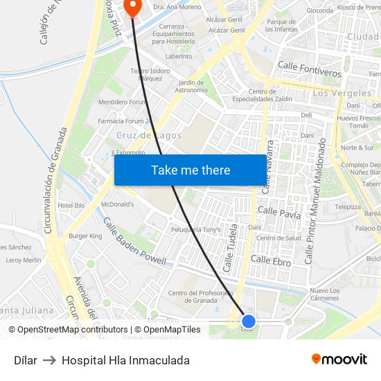 Dílar to Hospital Hla Inmaculada map