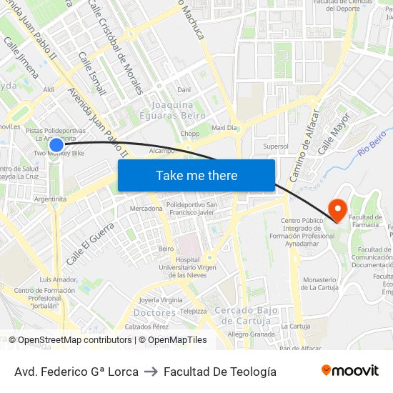 Avd. Federico Gª Lorca to Facultad De Teología map