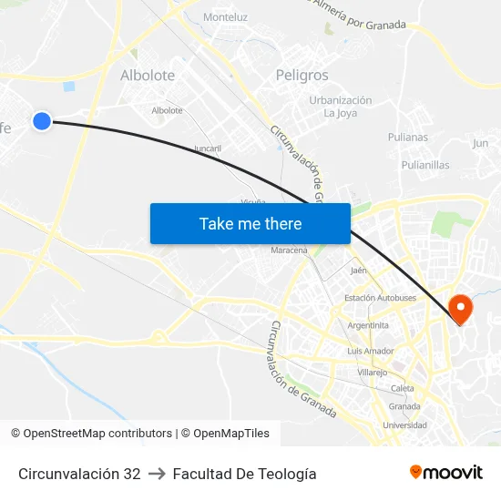 Circunvalación 32 to Facultad De Teología map