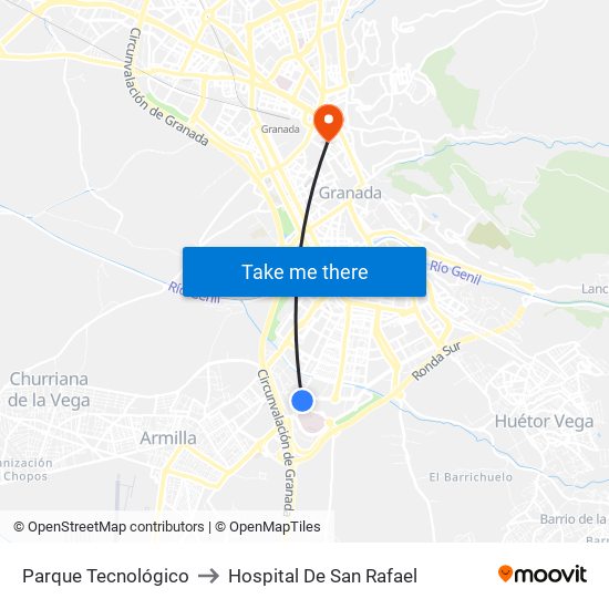 Parque Tecnológico to Hospital De San Rafael map