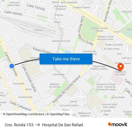 Cno. Ronda 153 to Hospital De San Rafael map