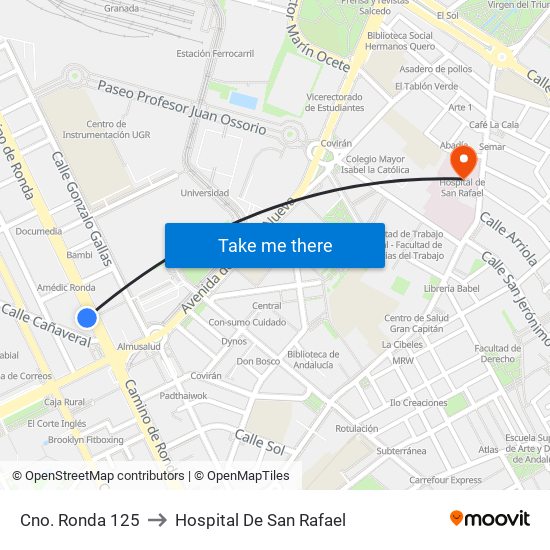 Cno. Ronda 125 to Hospital De San Rafael map