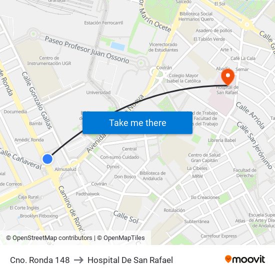 Cno. Ronda 148 to Hospital De San Rafael map