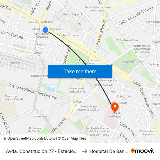 Avda. Constitución 27 - Estación Ferrocarril to Hospital De San Rafael map