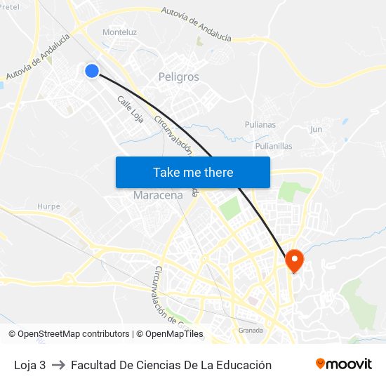 Loja 3 to Facultad De Ciencias De La Educación map