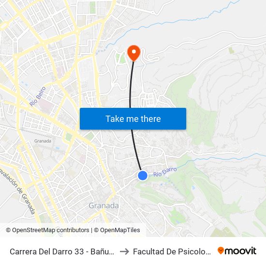 Carrera Del Darro 33 - Bañuelo to Facultad De Psicología map