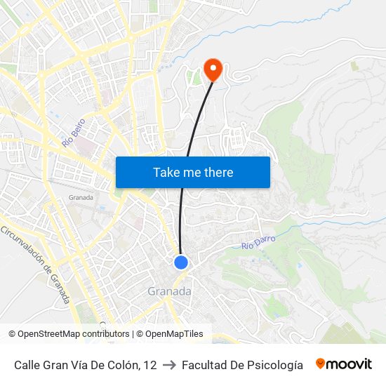 Calle Gran Vía De Colón, 12 to Facultad De Psicología map