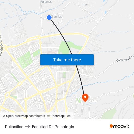 Pulianillas to Facultad De Psicología map