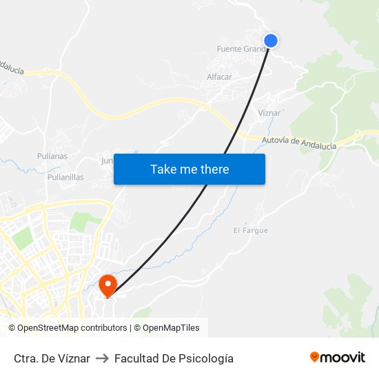 Ctra. De Víznar to Facultad De Psicología map