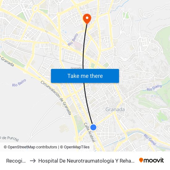 Recogidas to Hospital De Neurotraumatología Y Rehabilitación map