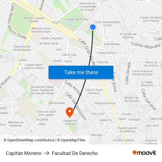 Capitán Moreno to Facultad De Derecho map