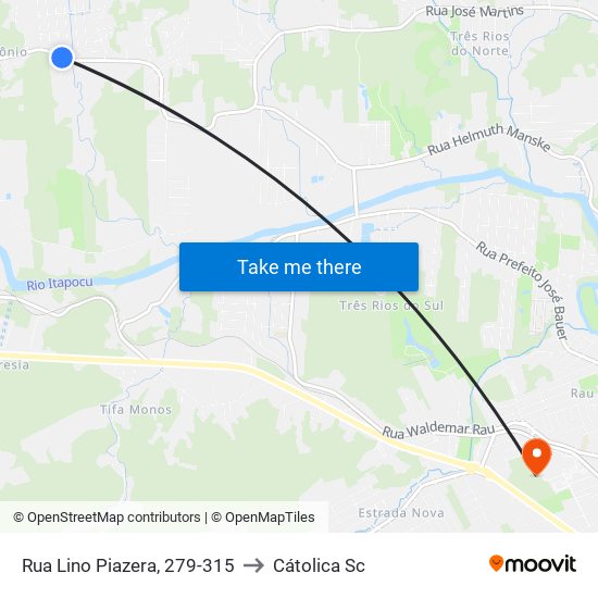 Rua Lino Piazera, 279-315 to Cátolica Sc map