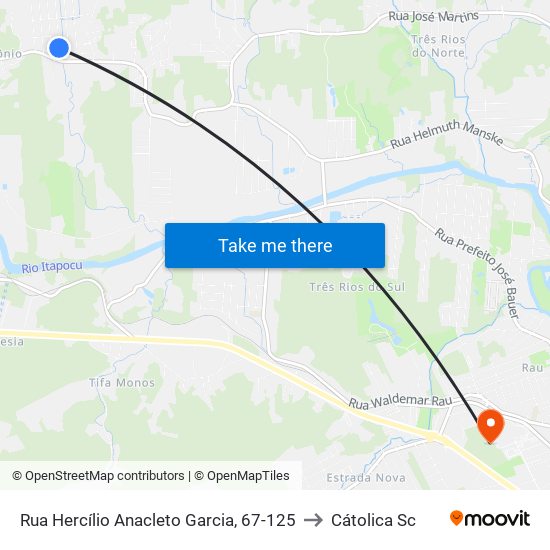 Rua Hercílio Anacleto Garcia, 67-125 to Cátolica Sc map