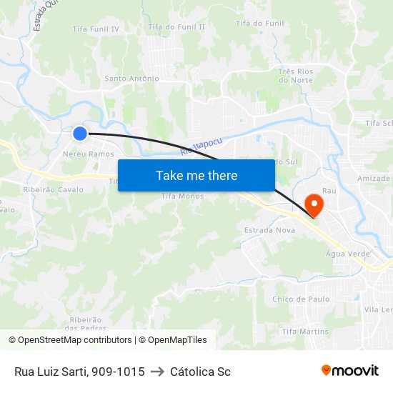 Rua Luiz Sarti, 909-1015 to Cátolica Sc map