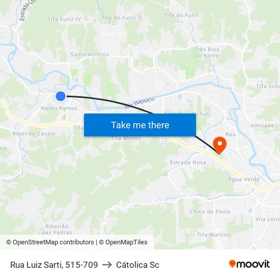 Rua Luiz Sarti, 515-709 to Cátolica Sc map